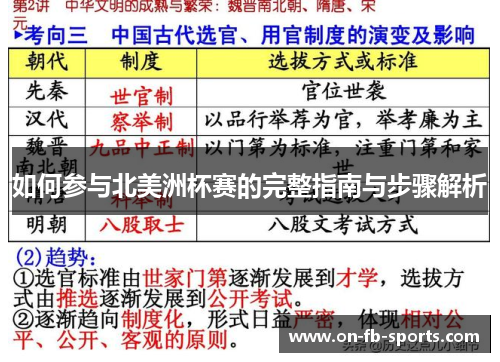 如何参与北美洲杯赛的完整指南与步骤解析